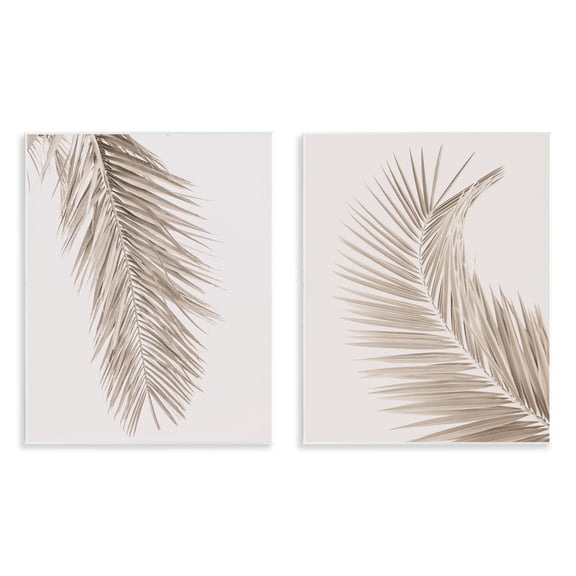 Stupell Industries Muted Neutral Brown Palms 2 Piece Wall Plaque Art Set, design by Sisi and Seb