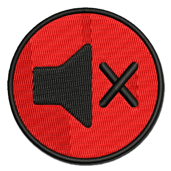 Muted No Audio Speaker Symbol Applique Multi-Color Embroidered Hook & Loop Patch - 2.5 Inch Small