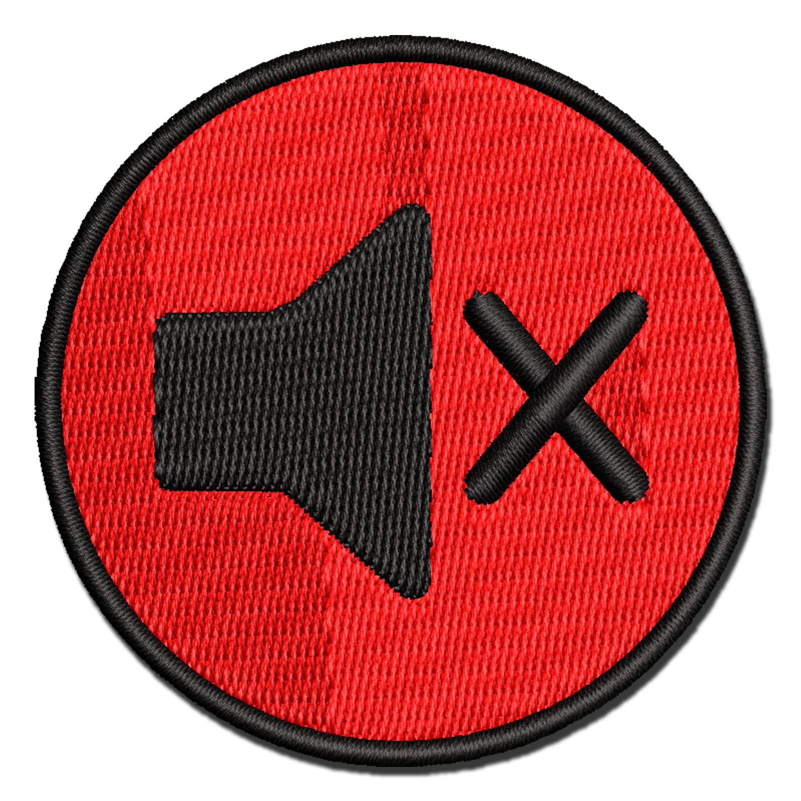 Muted No Audio Speaker Symbol Applique Multi-Color Embroidered Iron-On Patch - 3.5 Inch Large