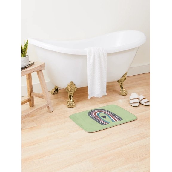 Muted Rainbow Doormat, Neutral Green Entryway Mat