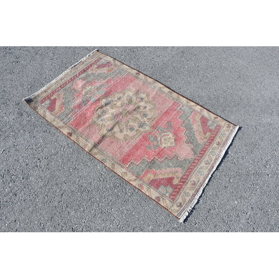 Muted Rug, Turkish Rug, Pink Rug, 2.6x4.6 ft, Handmade Rug, Small Rug, Oushak Rug, Decor Rug, Organic Rug, Oriental Rug, Vintage Rug, 7882