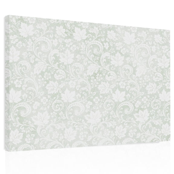 Muted Sage Flower Canvas Print Wall Art Vintage Green Botanical Floral Leaf Scrolls Wall Decor Modern Artwork Paintings Pictures for Living Room Stretched and Framed Ready to Hang - 24" x 32"