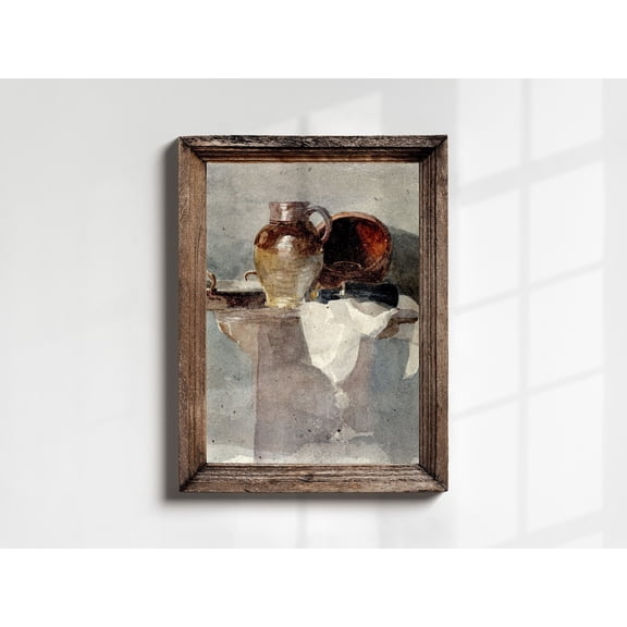 Muted Still Life, Vintage Kitchen Wall Art, Earthy Tones, Moody Cottage Cabin Decor, Timeless Elegance,, Unframed Canvas Size 12x18