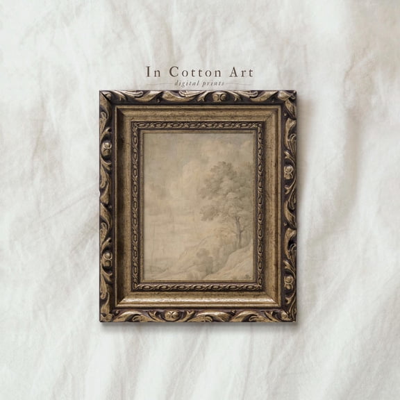 Muted Tree Landscape Vintage Nature Scene Rustic Wall Art, Unframed Paper Poster 16x20in