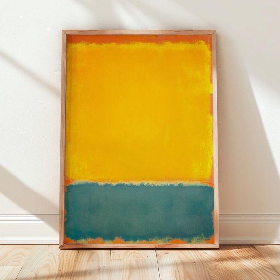 Muted Yellow And Sage Green Color Field Abstract Art Print Mid Century Modern Expressionism Decor Sophisticated Art 411