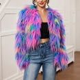 thumbnail image 1 of Mutghys Fur Coats for Women Colorful Block Open Front Short Fuzzy Faux Fur Jacket Party Vacation Bar Winter Warm Soft Comfortable Fashion Outerwear,S-3XL, 1 of 6