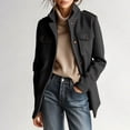 thumbnail image 1 of Mutghys Jacket for Women Button Down Stand Collar Long Sleeve Solid Outerwear with Pockets Home Daily Working Winter Warm Comfy Casual Coat S-3XL, 1 of 9