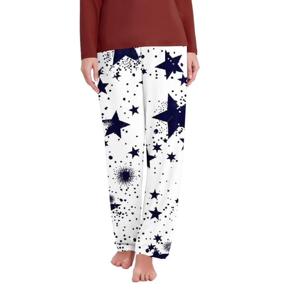 Mutghys Pajama Pants for Women Print Elastic Waist Sleep Pants Home Relaxing Loose Comfy Casual Pants S-5XL