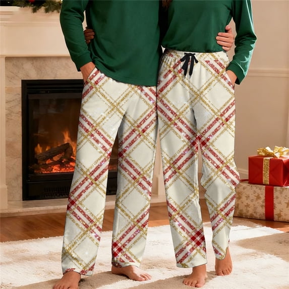 Mutghys Plaid Pajama Pants for Men Elastic Waist Drawstring Sleep Pants with Pockets Home Relaxing Soft Comfy Casual Pants S-3XL