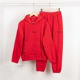 thumbnail image 1 of Mutghys Winter Pajamas for Women Set Fleece Hooded Long Sleeve Top with Pockets Elastic Waist Long Pants Home Lounging Soft Comfy Warm Sleepwear Set, 1 of 8