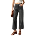 thumbnail image 1 of Mutghys Women's Straight Leg Jeans Solid High Waisted Cropped Jeans with Pockets Loose Comfy Denim Jeans, 1 of 4