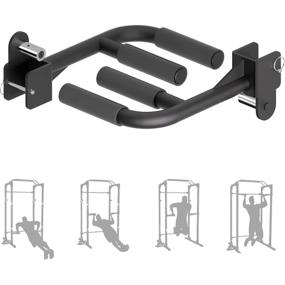 Muti- Dip Bars Attachment for Power Cage with 5/8" or 1" Hole, Non-Slip Wide & Narrow  Dips Double Handles, 600 lbs Capacity, Squat Rack Attachment for Dips, Inverted Rows, Push-