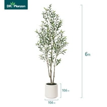Muti-Trunk Olive Tree 6FT Artificial Plants with 10.6 inches Large White Planter. 10 lb. DR.Planzen