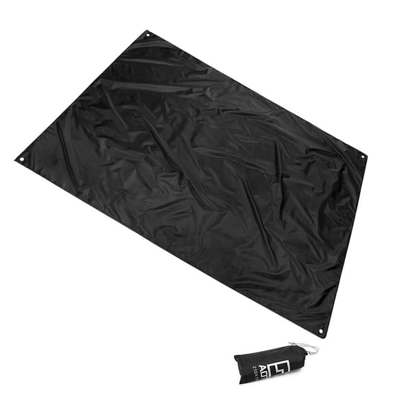Multifunctional Tent Footprint and Camping Blanket Ground Cover in Black for Outdoor Hiking and Camping