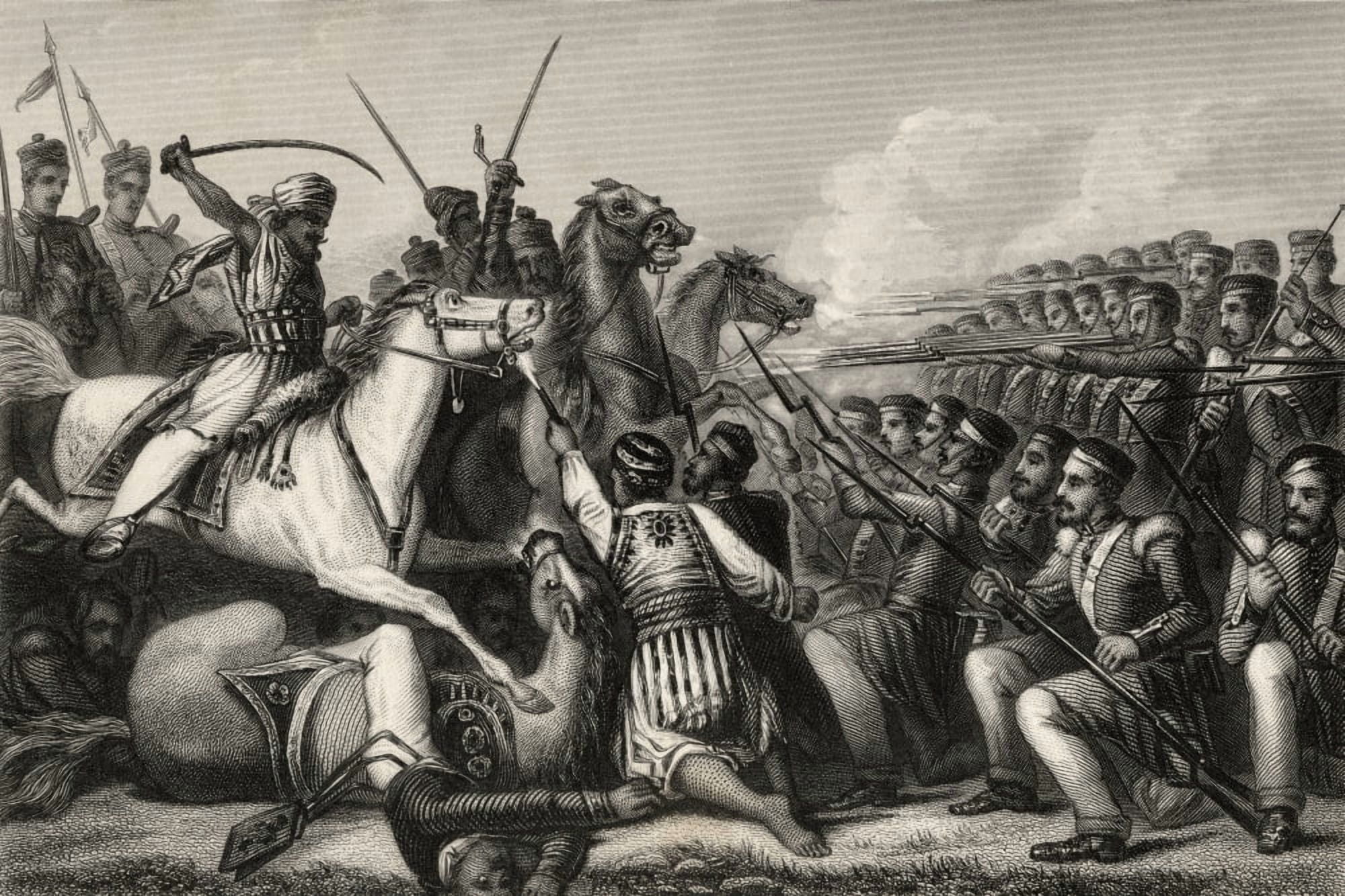 Mutineer Cavalry Attacking An Infantry Square At The Battle Of Cawnpore 1857 From The History Of The Indian Mutiny Published 1858 Canvas Art - Ken Welsh Design Pics (36 x 24)