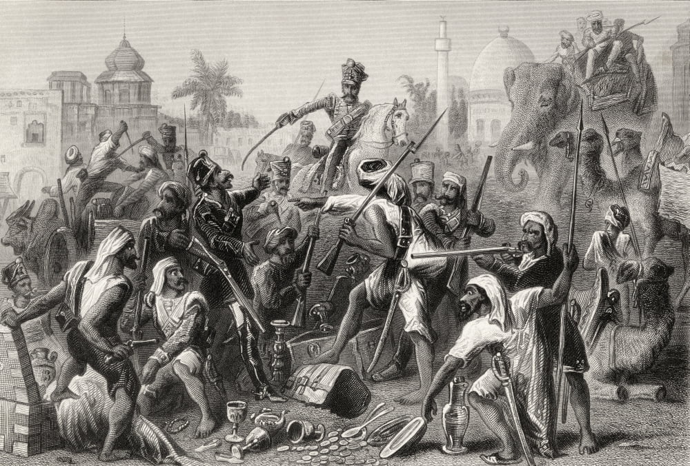 Mutinous Sepoys Dividing Spoils From The History Of The Indian Mutiny Published 1858 Canvas Art - Ken Welsh Design Pics (17 x 12)