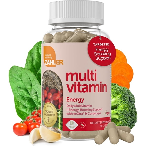 Mutivitamin Energy, Daily Multi + Energy Boosting Support with enXtra & Cordyceps, 60 Capsules, Zahler