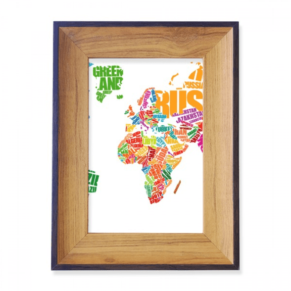 Mutlicolour World Map Countries Name Photo Frame Exhibition Display Art Desktop Painting
