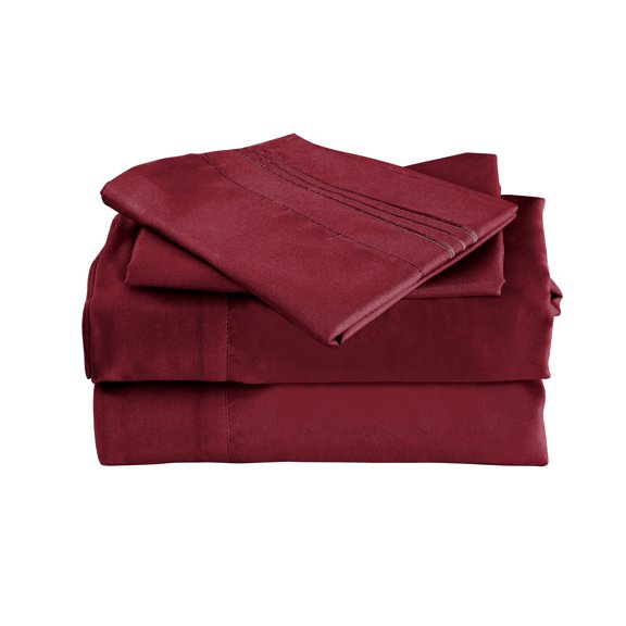 Mutlu Home Goods 1800 Thread Count Burgundy Bamboo Rayon Pillowcases, Queen (2 Count)