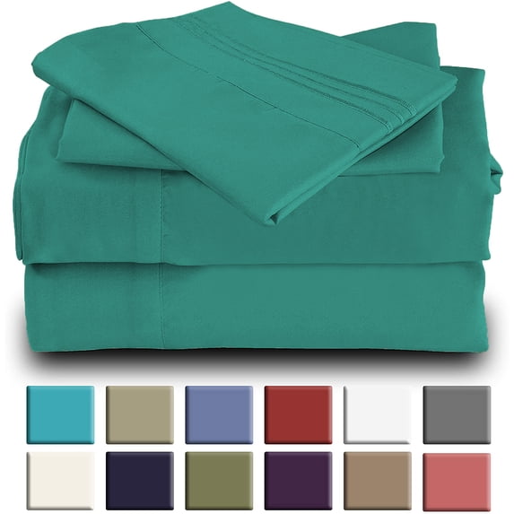 Mutlu Home Goods Luxury 1800 Bamboo Sheets Set, 4 Piece, King, Teal, Deep Pockets, Wrinkle Free