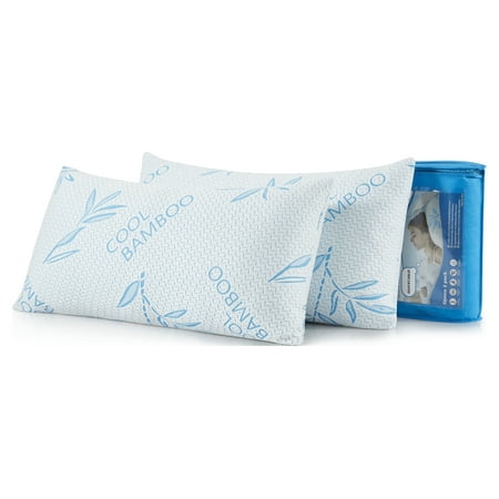 Mutlu Home Goods Queen Size Shredded Memory Foam Adjustable Pillow with Hypoallergenic, Removable/Washable Bamboo Rayon Zipper Cover,2 Pack