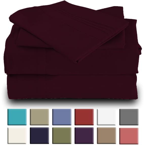 Mutlu Home Goods Rayon Made From Bamboo Sheets Set, California King Eggplant Sheets -Deep Pockets - Wrinkle Free - Ultrasoft - 4 Pieces, California King Size, Eggplant
