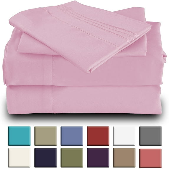 Mutlu Home Goods Rayon Made From Bamboo Sheets Set, Full Pink Sheets -Deep Pockets-Available in Queen,King,Full,California King,Twin,Twin XL-Wrinkle Free-Ultrasoft-4 Pieces, Full, Pink