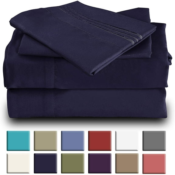 Mutlu Home Goods Rayon Made From Bamboo Sheets Set, FullNavy Sheets -Deep Pockets-Available in Queen,King,Full,California King,Twin,Twin XL-Wrinkle Free-Ultrasoft-4 Pieces, Full Size,Navy