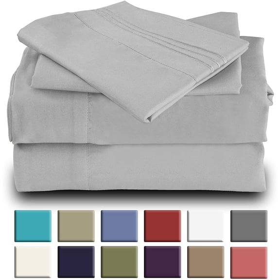 Mutlu Home Goods Rayon Made From Bamboo Sheets Set, King Light Gray Sheets -Deep Pockets-Available in Queen,King,Full,California King, Twin XL-Wrinkle Free-Ultrasoft-4 Pieces, King Size, Light Gray