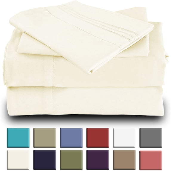 Mutlu Home Goods Rayon Made From Bamboo Sheets Set, Queen Ivory Sheets -Deep Pockets-Available in Queen,King,Full,California King,Twin,Twin XL-Wrinkle Free-Ultrasoft-4 Pieces, Queen Size, Ivory