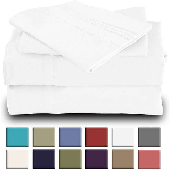 Mutlu Home Goods Rayon Made From Bamboo Sheets Set, Queen White Sheets -Deep Pockets-Available in Queen,King,Full,California King,Twin,Twin XL-Wrinkle Free-Ultrasoft-4 Pieces, Queen Size, White