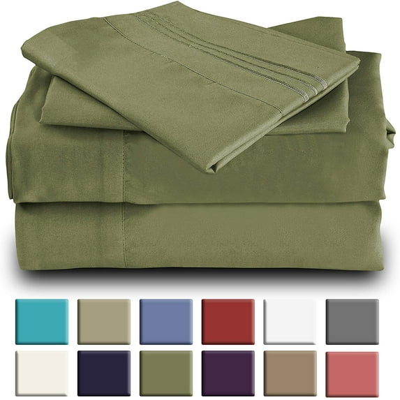 Mutlu Home Goods Rayon Made From Bamboo Sheets Set, Twin, Sage Green Sheets -Deep Pockets-Available in Queen,King,Full,California King,Twin,Twin XL-Wrinkle Free-Ultrasoft-3 Pieces, Twin, Sage Green