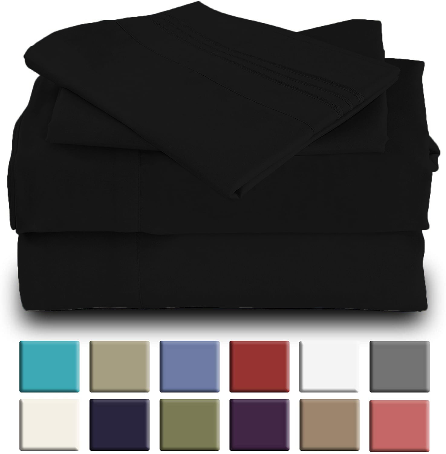 Mutlu Home Goods Rayon Made From Bamboo Sheets Set, Twin XL Black Sheets -Deep Pockets-Available in Queen,King,Full,California King,Twin,Twin XL-Wrinkle Free-Ultrasoft-3 Pieces, Twin XL, Black