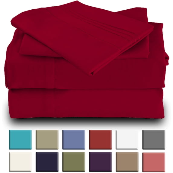 Mutlu Home Goods Rayon Made From Bamboo Sheets Set, Twin XL Red Sheets -Deep Pockets-Available in Queen,King,Full,California King,Twin,Twin XL-Wrinkle Free-Ultrasoft-3 Pieces, Twin XL, Red