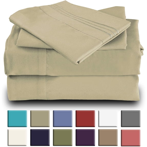 Mutlu Home Goods Rayon Made From Bamboo Sheets Set, California King Size Beige Sheets -Deep Pockets - Wrinkle Free-Ultrasoft-4 Pieces, California King Size, Beige