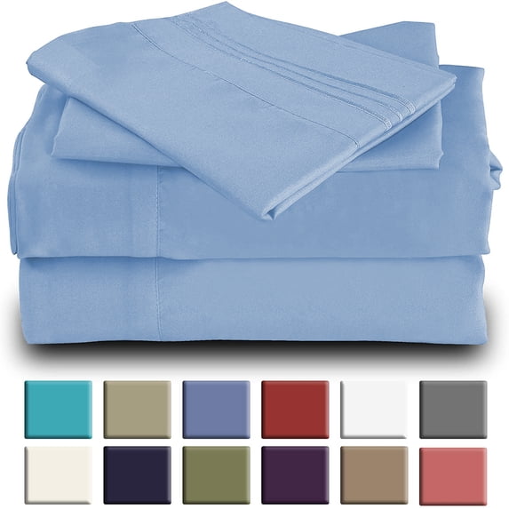 Mutlu Home Goods Rayon Made From Bamboo Sheets Set, King Light Blue Sheets -Deep Pockets-Available in Queen,King,Full,California King,Twin, Wrinkle Free-Ultrasoft-4 Pieces, King Size, Light Blue