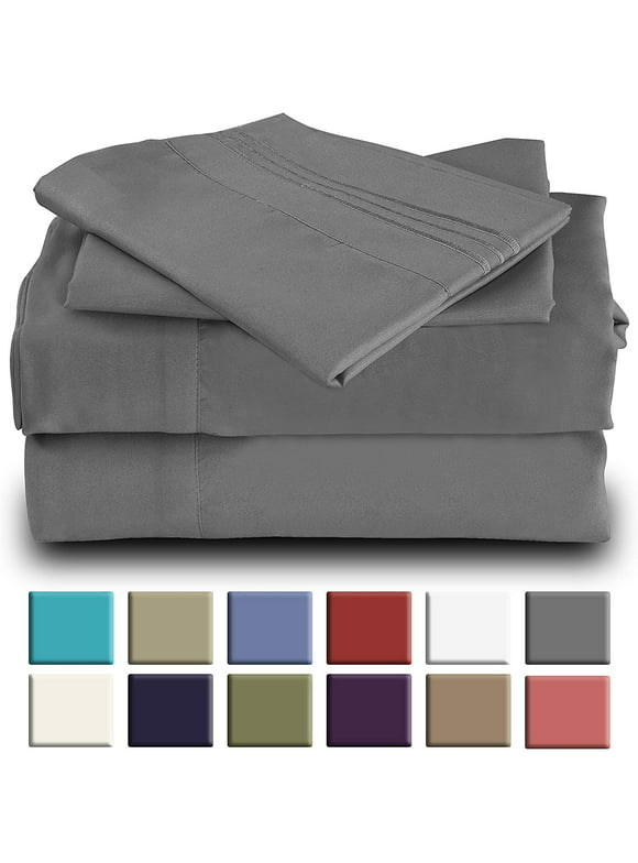 Mutlu Home Goods Rayon Made From Bamboo Sheets Set, Queen Gray Sheets -Deep Pockets-Available in Queen,King,Full,California King,Twin,Twin XL-Wrinkle Free-Ultrasoft-4 Pieces, Queen Size, Gray