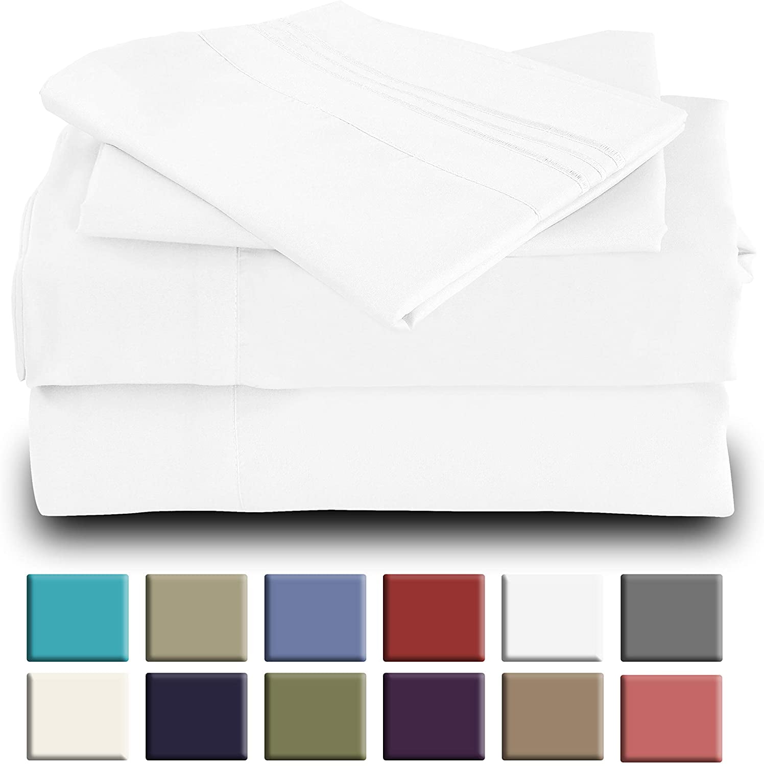 Mutlu Home Goods Queen Size Bamboo Rayon Sheets Set, White Deep