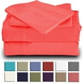 thumbnail image 1 of Mutlu Home Goods Rayon Made From Bamboo Sheets Set, Split King Coral Sheets -Deep Pockets-Available in Queen,King,Full,California King, Twin XL-Wrinkle Free-Ultrasoft-5 Pieces, Split King Size, Coral, 1 of 5