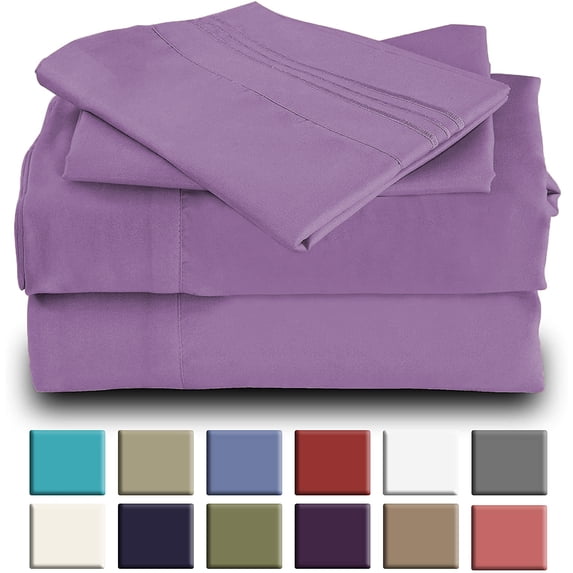 Mutlu Home Goods Rayon Made From Bamboo Sheets Set, Split King Lavender Sheets -Deep Pockets-Available in Queen,King,Full,California King -Wrinkle Free-Ultrasoft-5 Pieces, Split King Size, Lavender