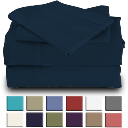 Mutlu Home Goods Rayon Made From Bamboo Sheets Set, Twin XL DeepBlue Sheets -Deep Pockets-Available in Queen,King,Full,California King,Twin,Twin XL-Wrinkle Free-Ultrasoft-3 Pieces, Twin XL, DeepBlue