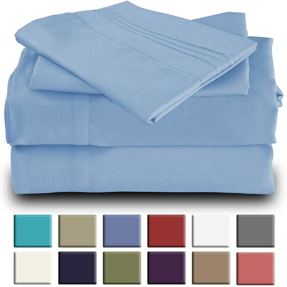 Mutlu Home Goods Rayon Made From Bamboo Sheets Set, Twin XL Light Blue Sheets - Deep Pockets - Wrinkle Free - Ultrasoft - 3 Pieces, Twin XL, Light Blue