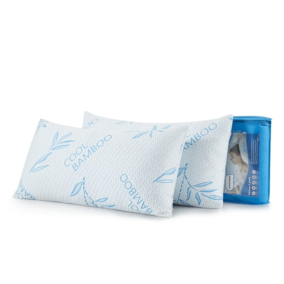 Mutlu Home Goods Standard Size Shredded Memory Foam Adjustable Pillow with Hypoallergenic, Removable/Washable Bamboo Rayon Zipper Cover,2 Pack