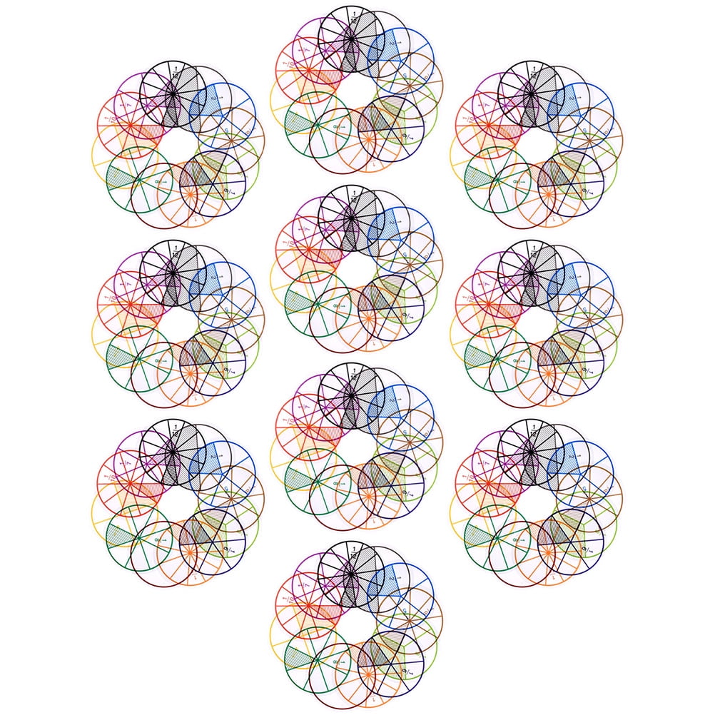 Mutmorningal 10 Sets 8cm 1 to 1/12 Fraction Circles Math Manipulatives