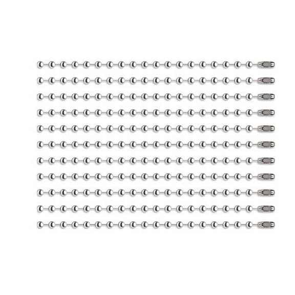 Mutmorningal 100pcs Ball Chain Keychain Silver Ball Chain 2.4mm Diameter Bead Chain with Ball Connector for Tag Chain Jewelry Making Crafts Dog Tag