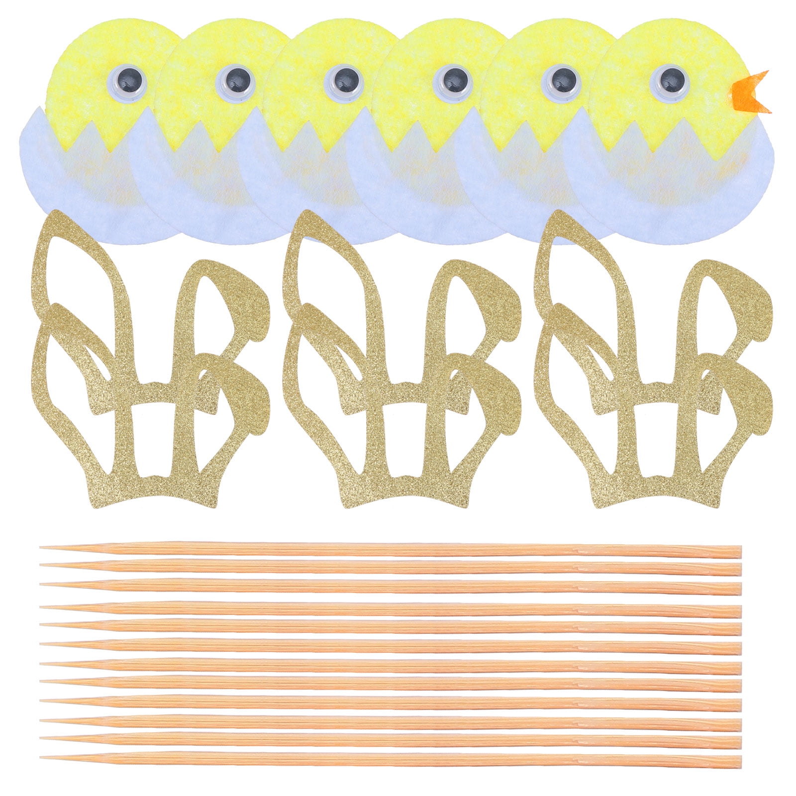 Mutmorningal 12pcs Easter Cake Toppers Rabbit Chick Cake Pick Party Favors Ornaments