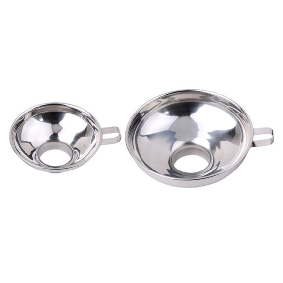 Mutmorningal 2-Pack Wide Mouth Stainless Steel Funnels with Handle for Wine, Oil, and Multi-Purpose Kitchen Use