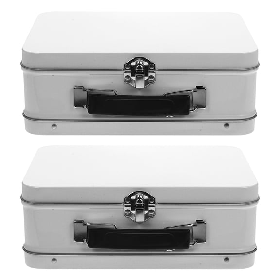 Mutmorningal 2pcs Vintage Trinket Box Jewelry Storage Case Keepsake Tinplate Locked Storage Box