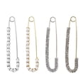 thumbnail image 1 of Mutmorningal 4pcs Rhinestone Brooch Safety Pin Sweater Large Pin Chic Clothing Ornament, 1 of 8