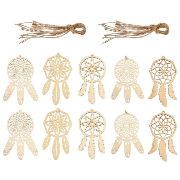Mutmorningal 50 Pcs Catchers Wooden Pendant Wall Hanging Ornament Home Decor